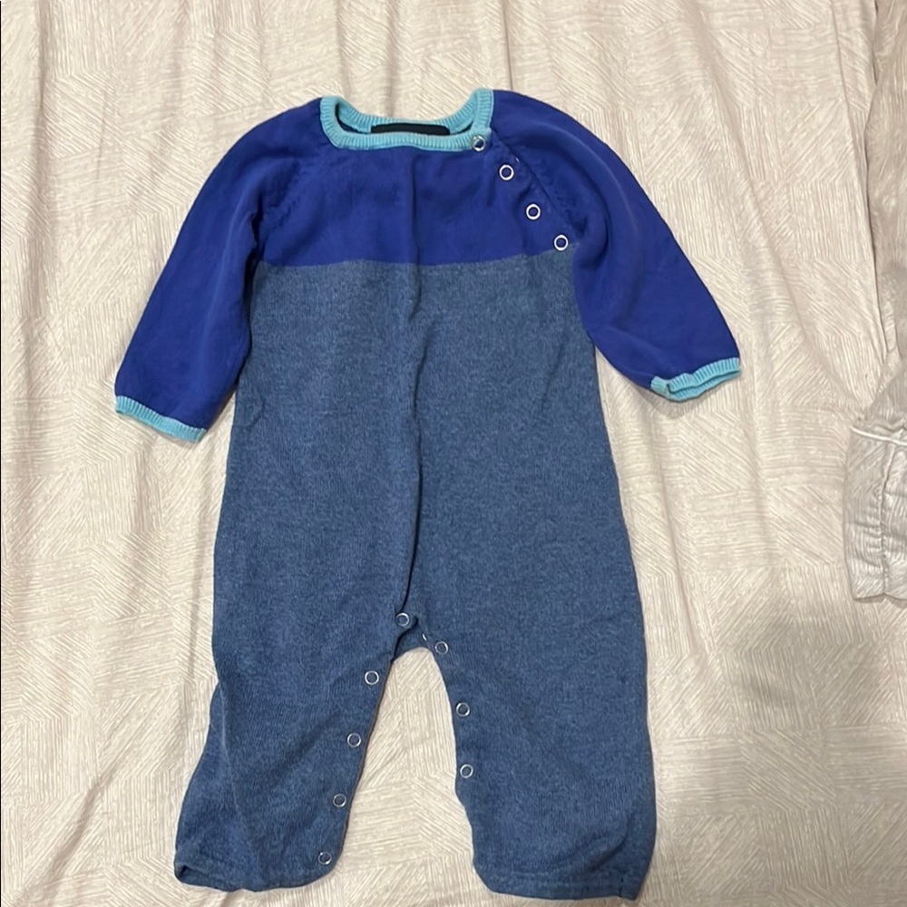 Toobydoo Maximus Blue Footie One Piece with Color Block Design